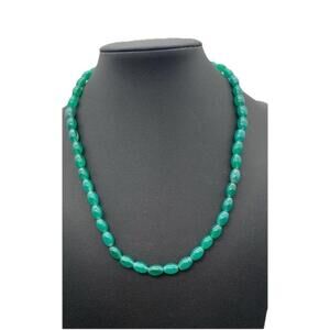 Vintage Small Dainty Green Glass Beaded Choker Necklace 15”